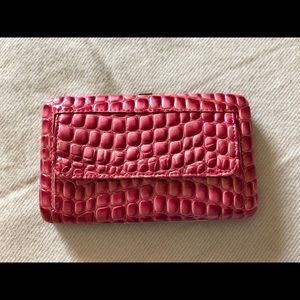 pink croc-pattern case wallet